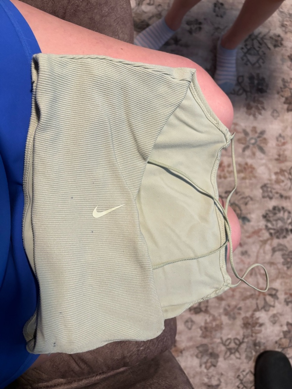 Nike Sage Green Ribbed Spaghetti-Strap Sports Bra